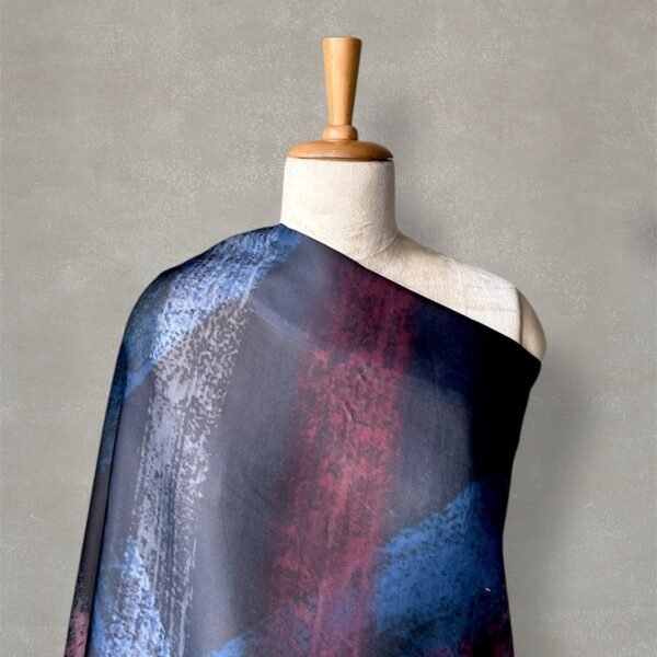 Black and Burgundy Shading Digital Printed Satin Fabric