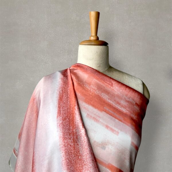 Coral Shading Digital Printed Satin Fabric