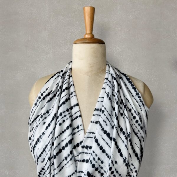 Black and White Tie-Dye Digital Printed Linen Fabric