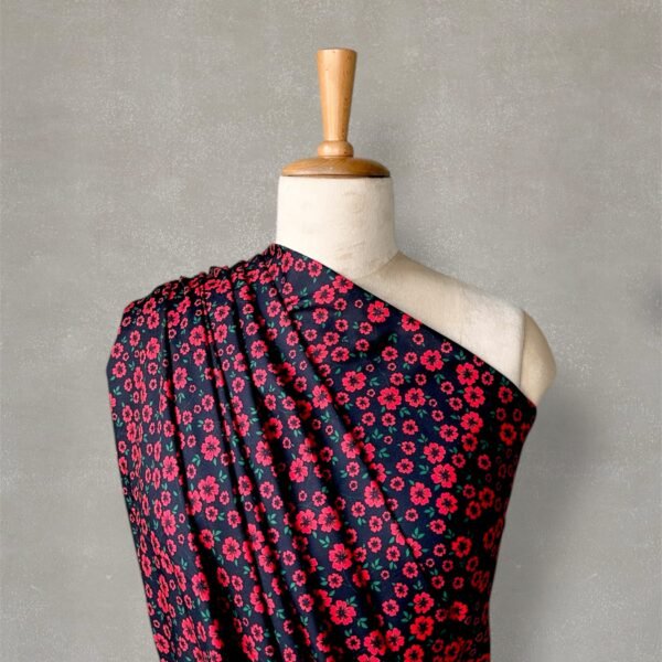 Red Floral Digital Printed Rayon Fabric