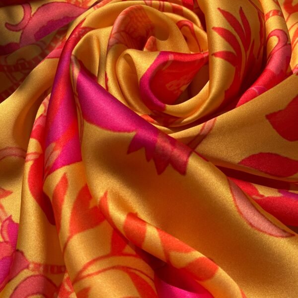Pomegranate and Flower Fruit Digital Printed Satin Fabric - Image 3