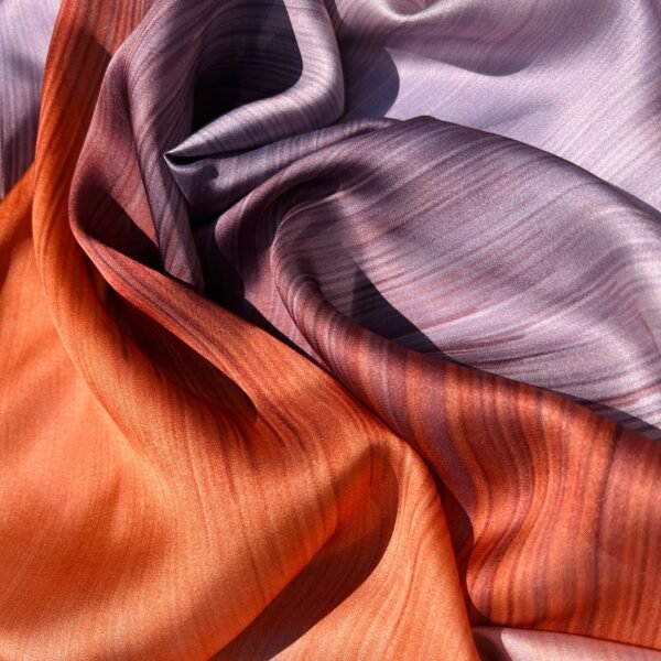 Lavender and Orange Shading Digital Printed Satin Fabric - Image 3