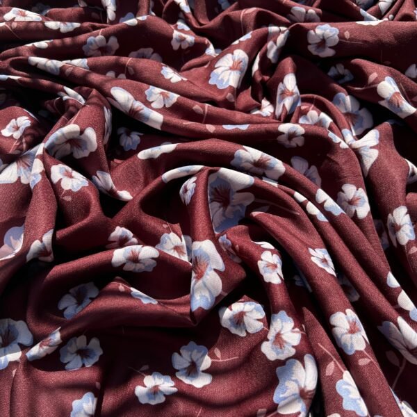 White Floral Digital Printed Rayon Fabric - Image 2