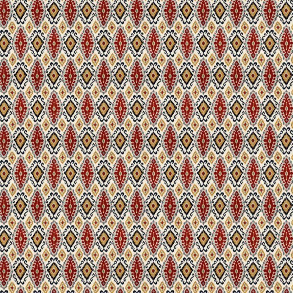Red and Warm Beige Ikat Digital Printed Satin Fabric - Image 2
