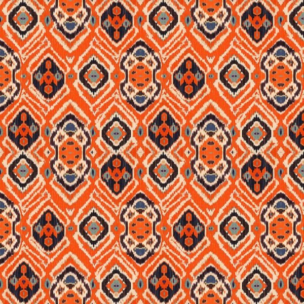 Orange Ikat Digital Printed Satin Fabric - Image 2