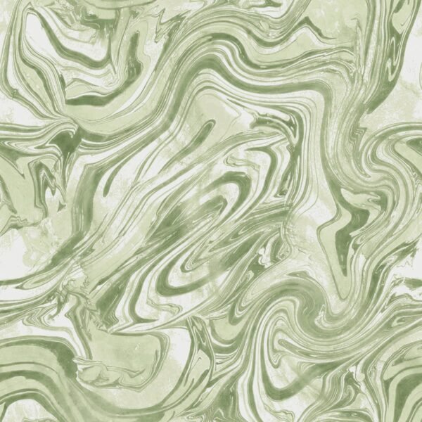 Green and White Wavy Lines Digital Printed Satin Fabric - Image 2