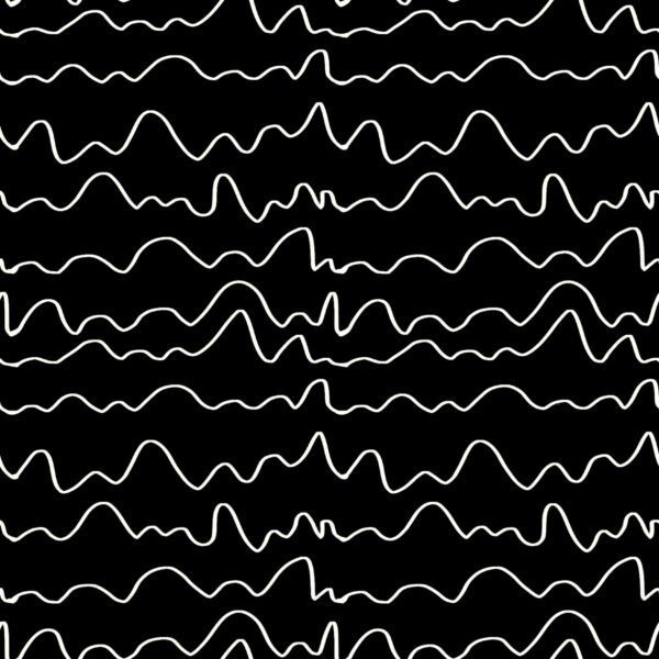 Black Wavy Lines Satin Printed Fabric - Image 2