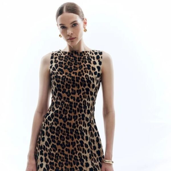 Leopard Animal Digital Printed Satin Fabric - Image 4