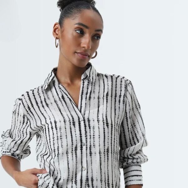 Black and White Tie-Dye Digital Printed Linen Fabric - Image 4