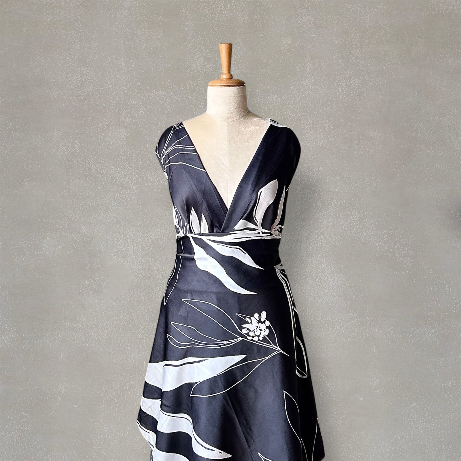 Black and white digital printed Satin Fabric