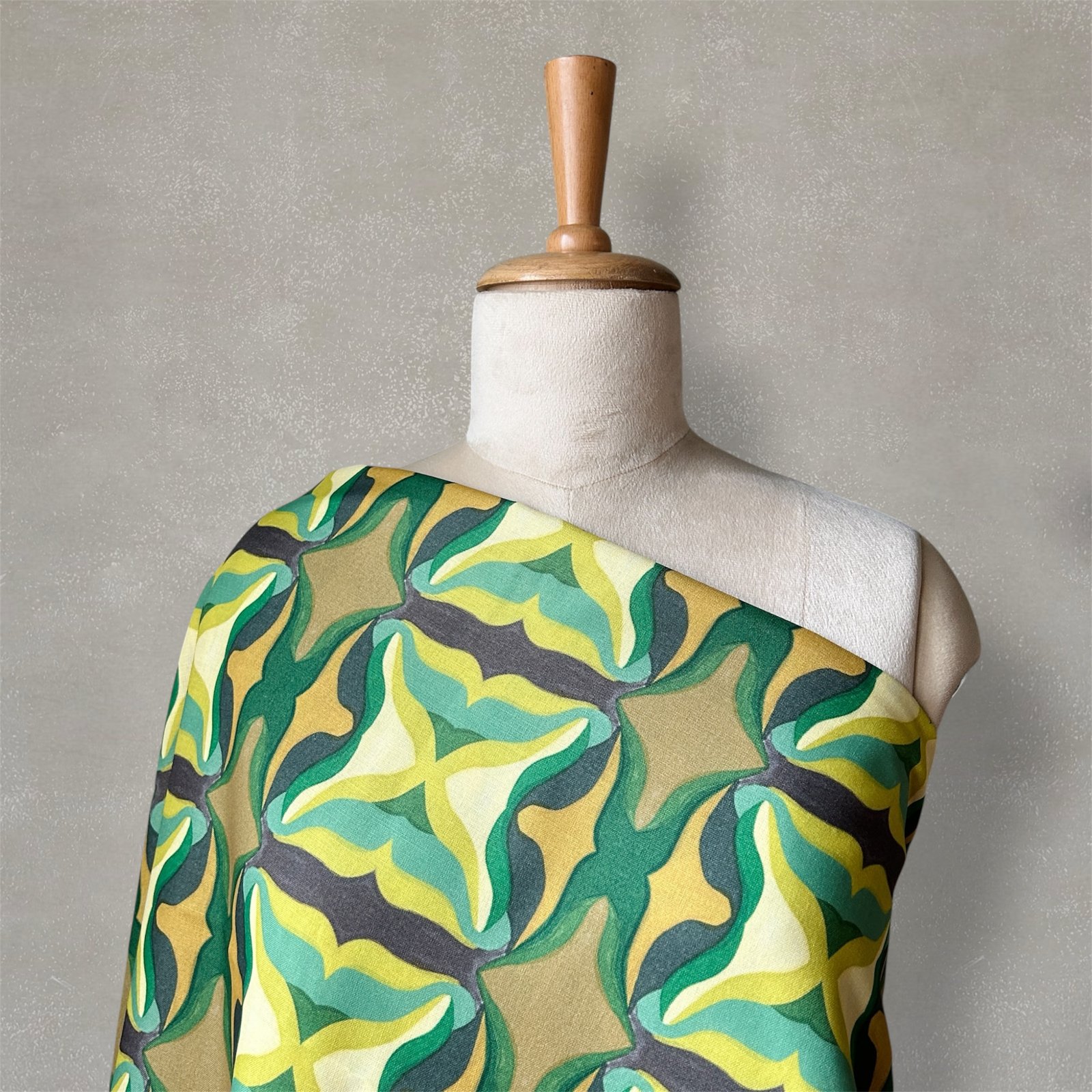 Bright green abstract digital printed Cotton Fabric